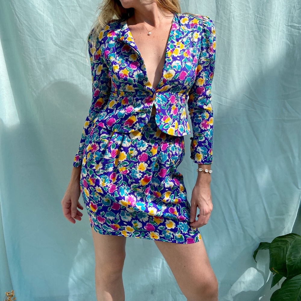 Reworked 80s Silk Floral Set